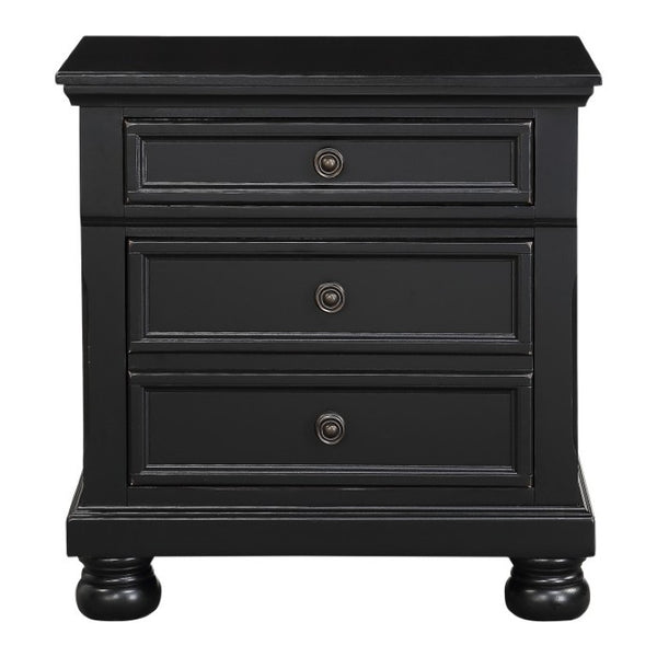 English Elm California King Sleigh Bed Set Rustic Black Finish Solid Wood with Hidden Storage B011S06460