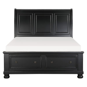 English Elm Queen Sleigh Bedroom Set with Nightstand and Chest in Black Sand Farmhouse Style B011S06464