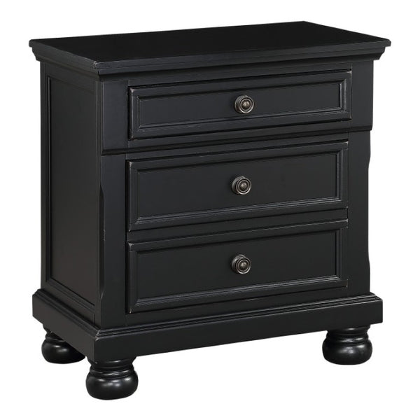 English Elm Queen Sleigh Bedroom Set with Nightstand and Chest in Black Sand Farmhouse Style B011S06464