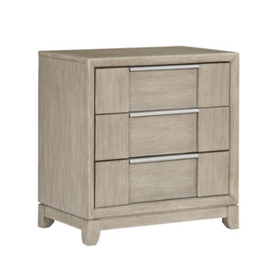 English Elm California King Bedroom Set Ash Veneer Upholstered Headboard with Nightstand and Chest B011S06472