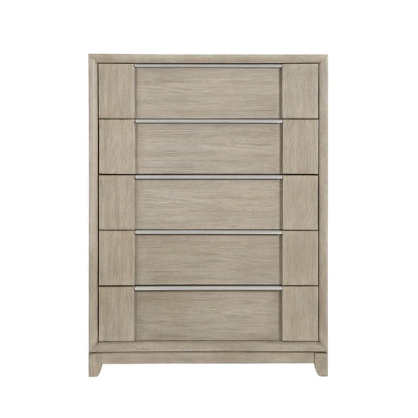 English Elm Queen Bedroom Set Ash Veneer Upholstered Headboard Footboard Storage and Pewter Hardware B011S06475