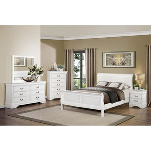 English Elm Night Stand Dresser Mirror Chest 5 Piece Louis Philippe Bedroom Set White Okume B011S06477