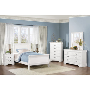 English Elm Night Stand Dresser Mirror Chest 5 Piece Louis Philippe Bedroom Set White Okume B011S06477