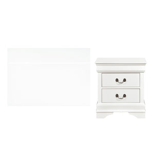 English Elm Full Sleigh Bed and Nightstand Set Louis Philippe Style White Wood Bedroom Suite B011S06485