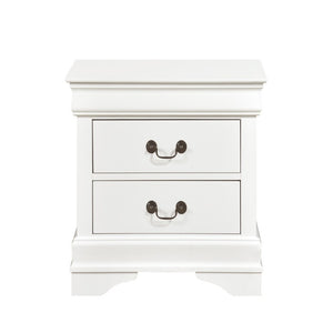 English Elm Full Sleigh Bed and Nightstand Set Louis Philippe Style White Wood Bedroom Suite B011S06485