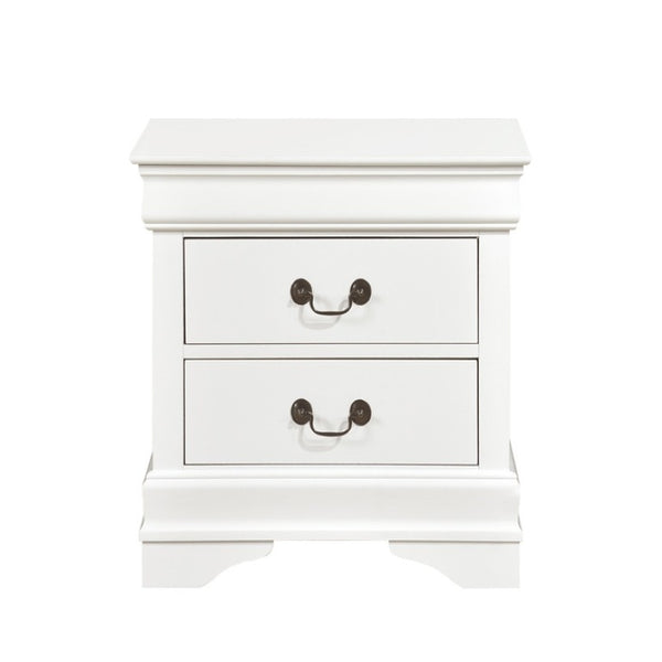 English Elm Full Sleigh Bed and Nightstand Set Louis Philippe Style White Wood Bedroom Suite B011S06485
