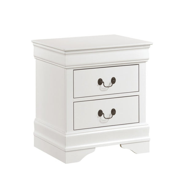 English Elm Full Sleigh Bed and Nightstand Set Louis Philippe Style White Wood Bedroom Suite B011S06485