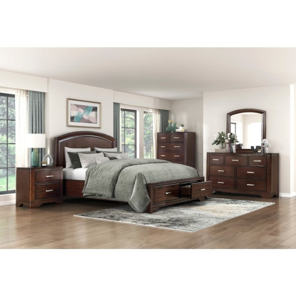 English Elm Twin Bedroom Set with Curved Headboard Birch Veneer Build and Chrome Drawer Pulls B011S06505