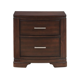 English Elm Twin Bedroom Set with Curved Headboard Birch Veneer Build and Chrome Drawer Pulls B011S06505
