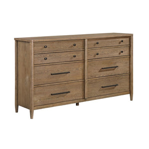 English Elm Night Stand Dresser Mirror and Chest Bedroom Set Hickory Veneer with USB Ports B011S06508