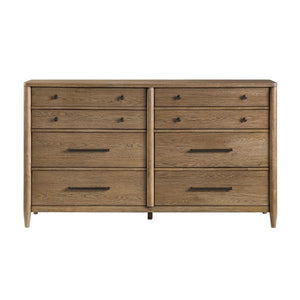 English Elm Night Stand Dresser Mirror and Chest Bedroom Set Hickory Veneer with USB Ports B011S06508