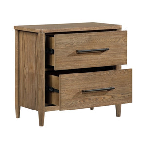 English Elm Night Stand Dresser Mirror and Chest Bedroom Set Hickory Veneer with USB Ports B011S06508