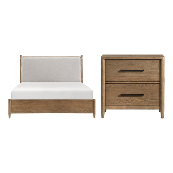English Elm Queen Platform Bed and Nightstand Set with USB Charging and Cedar Lined Storage B011S06515