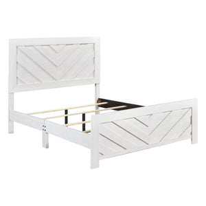 English Elm Eastern King Panel Bed and Nightstand Set Modern White with Bold V-Pattern Design B011S06518