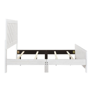 English Elm Eastern King Panel Bed and Nightstand Set Modern White with Bold V-Pattern Design B011S06518