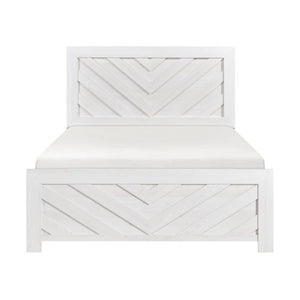 English Elm California King Panel Bed and Nightstand Set White Rustic Modern V-Pattern Design B011S06521