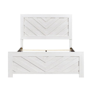 English Elm California King Panel Bed and Nightstand Set White Rustic Modern V-Pattern Design B011S06521