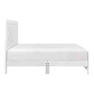 English Elm California King Panel Bed and Nightstand Set White Rustic Modern V-Pattern Design B011S06521
