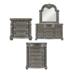 English Elm Night Stand Dresser Mirror Chest Set Marble Top Acacia Veneer Traditional Bedroom Suite B011S06529