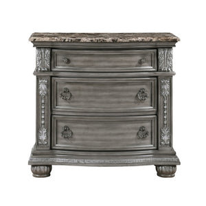 English Elm Night Stand Dresser Mirror Chest Set Marble Top Acacia Veneer Traditional Bedroom Suite B011S06529