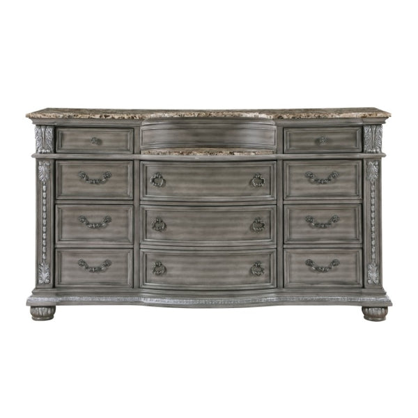 English Elm Night Stand Dresser Mirror Chest Set Marble Top Acacia Veneer Traditional Bedroom Suite B011S06529