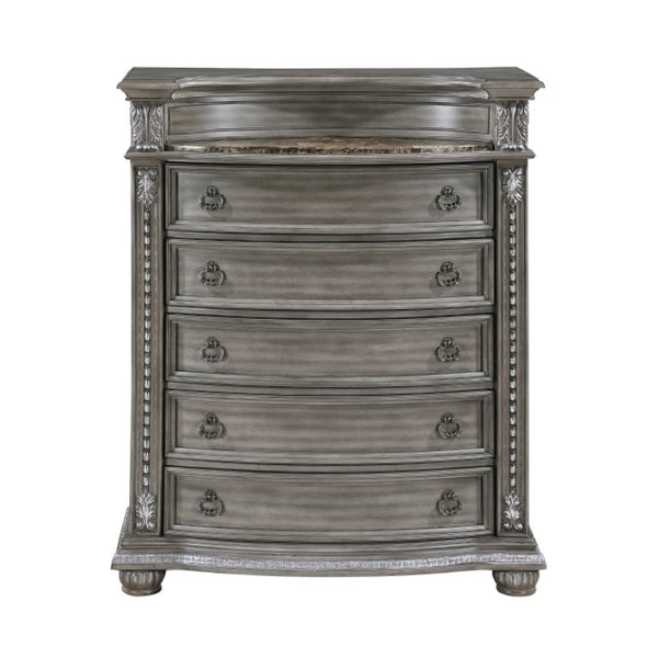 English Elm Night Stand Dresser Mirror Chest Set Marble Top Acacia Veneer Traditional Bedroom Suite B011S06529