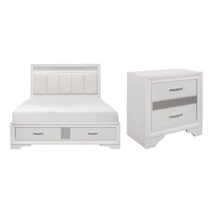 English Elm Queen Glam Bedroom Set Hollywood Regency Style with Glitter Accents and Tufted Headboard B011S06557