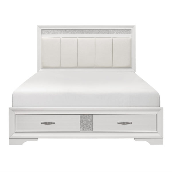 English Elm Queen Glam Bedroom Set Hollywood Regency Style with Glitter Accents and Tufted Headboard B011S06557