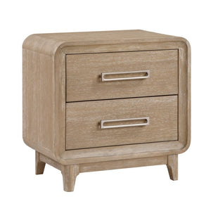 English Elm California King Bedroom Set Oak Veneer Chenille Upholstered Bed with Dovetail Nightstand B011S06564