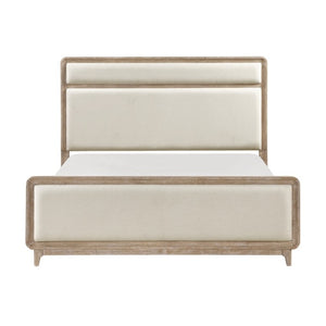 English Elm California King Bedroom Set Oak Veneer Chenille Upholstered Bed with Dovetail Nightstand B011S06564