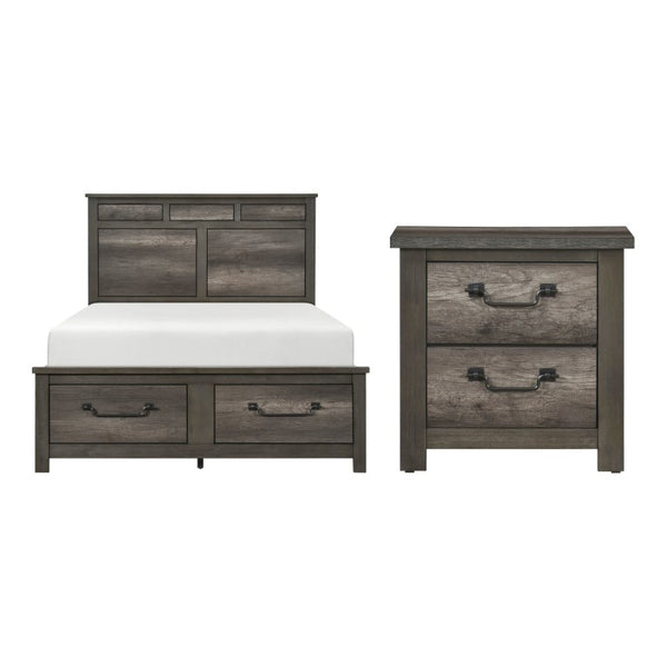 English Elm California King Bedroom Set Rustic Industrial Faux Wood Frame with Nightstand B011S06625