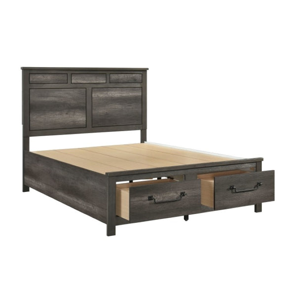 English Elm California King Bedroom Set Three Piece Faux Wood Melamine with Gunmetal Hardware B011S06627