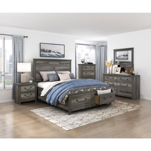 English Elm California King Bedroom Set Three Piece Faux Wood Melamine with Gunmetal Hardware B011S06627