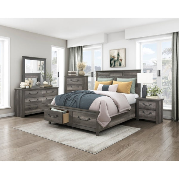 English Elm California King Bedroom Set Three Piece Faux Wood Melamine with Gunmetal Hardware B011S06627