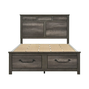 English Elm Queen Bedroom Set with Nightstands Faux Wood Melamine Industrial Gunmetal Hardware B011S06629