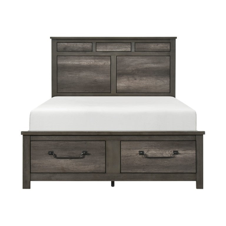 English Elm Queen Bed Nightstand and Chest Set Industrial Faux Wood Melamine Bedroom Collection B011S06630