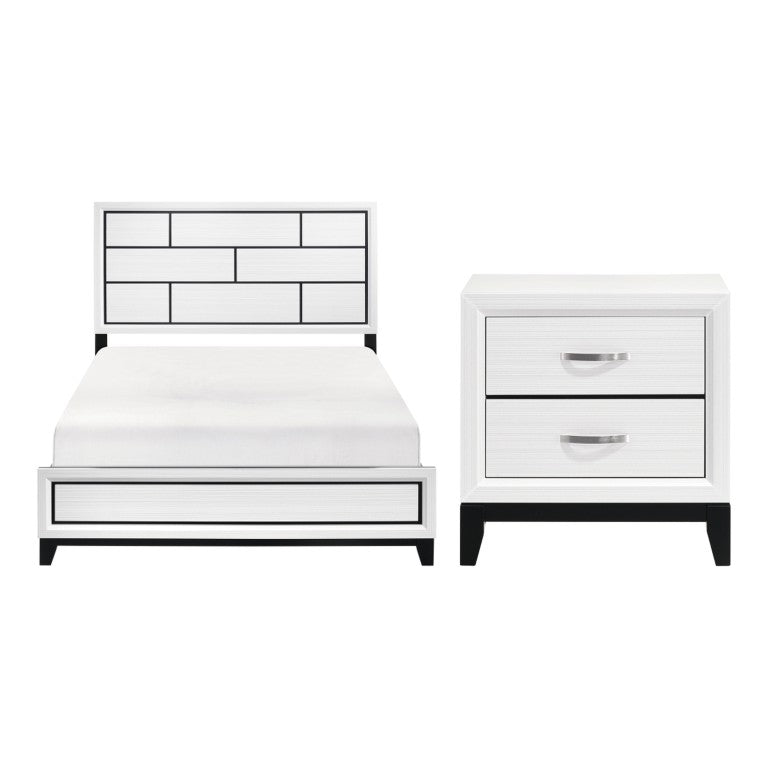 English Elm California King Bedroom Set Engineered Wood Frame with Nightstand in White Melamine B011S06636