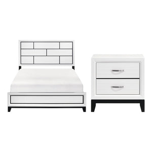English Elm California King Bedroom Set Engineered Wood Frame with Nightstand in White Melamine B011S06636