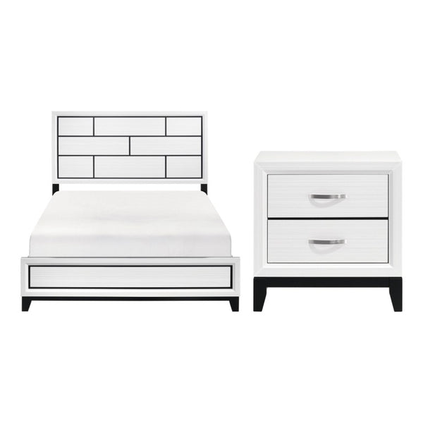 English Elm California King Bedroom Set Engineered Wood Frame with Nightstand in White Melamine B011S06636