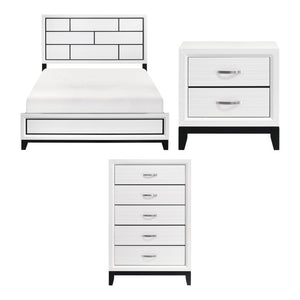 English Elm California King Bedroom Set Melamine Veneer White with Nickel Hardware Three Piece B011S06638