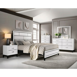 English Elm California King Bedroom Set Melamine Veneer White with Nickel Hardware Three Piece B011S06638