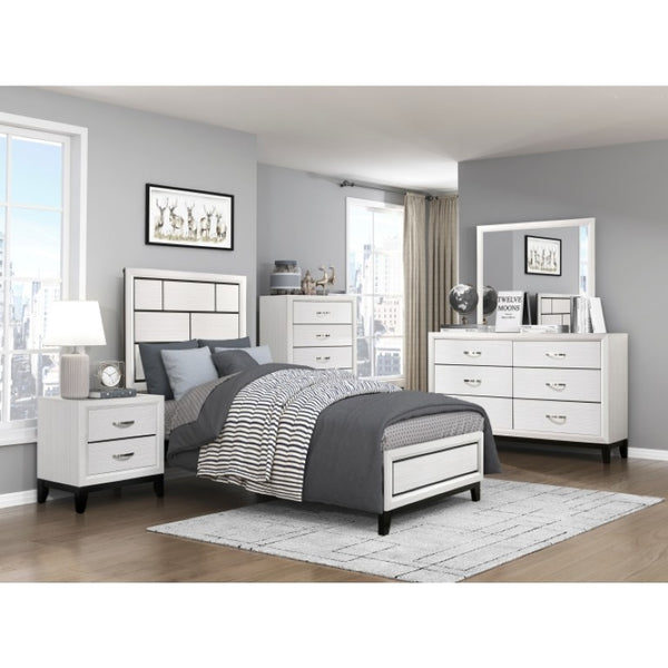 English Elm California King Bedroom Set Melamine Veneer White with Nickel Hardware Three Piece B011S06638