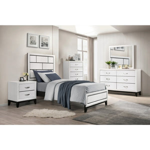 English Elm California King Bedroom Set Melamine Veneer White with Nickel Hardware Three Piece B011S06638