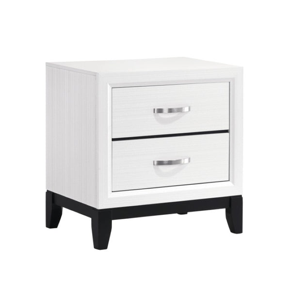 English Elm Queen Bedroom Set Three Piece White Melamine Veneer with Black Frame Nickel Pulls B011S06641