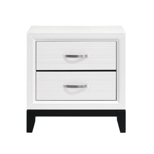 English Elm Queen Bedroom Set Three Piece White Melamine Veneer with Black Frame Nickel Pulls B011S06641