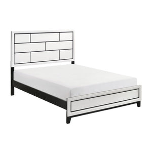 English Elm Queen Bedroom Set Three Piece White Melamine Veneer with Black Frame Nickel Pulls B011S06641