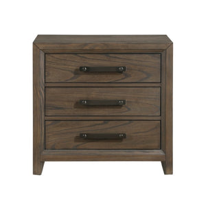 English Elm Eastern King Bedroom Set Chenille Tufted Upholstered Bed with Walnut Veneer Nightstands B011S06651
