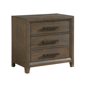 English Elm California King Bedroom Set Chenille Tufted Headboard Wire Brushed Walnut Finish B011S06654