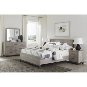 English Elm Queen Panel Bed and Nightstand Set with LED Lighting and Modern Two-Tone Melamine B011S06714