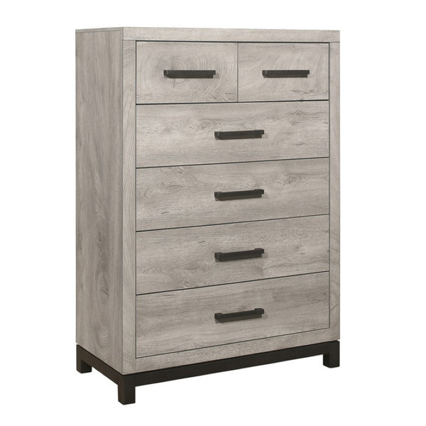 English Elm Queen Panel Bed Nightstand and Chest Set Modern Industrial Melamine Bedroom Furniture B011S06716